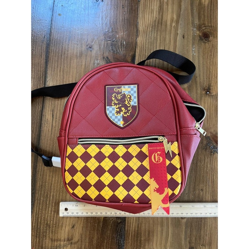 Harry Potter Gryffindor Mini Backpack Burgundy Gold House Crest Faux Leather Bag