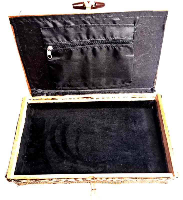 African Box Purse Jewelry Case Safari Leopard Print Hard Cover Brown 10x5.5x2" gallery