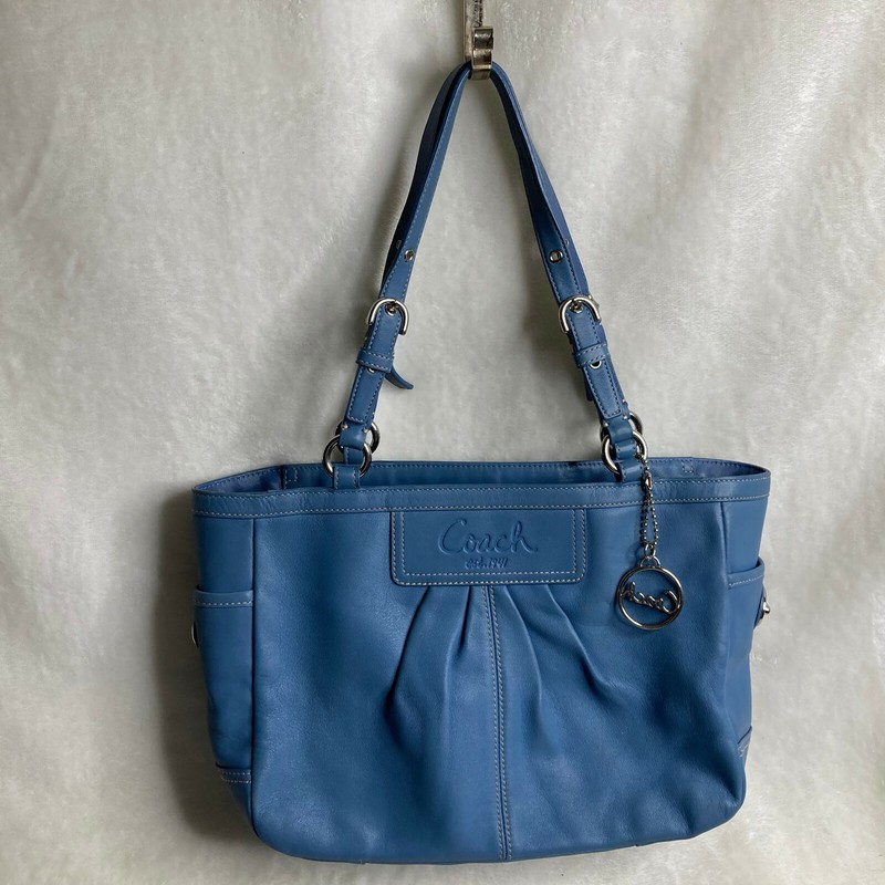 Coach F13759 Gallery Tote/Shoulder Bag Blue ZipTop Closure Side + Inside Pockets