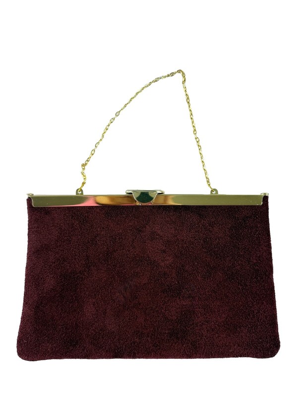 Vintage Etra Genuine Leather/Suede Brown Evening Clutch Chain Handle Bag