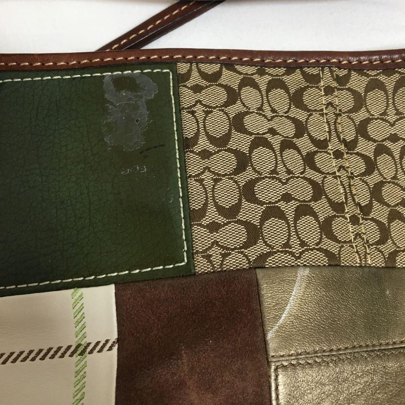 COACH Patchwork Shoulder Bag Women's Brown Adjustable Strap 27x33x12cm Auth gallery
