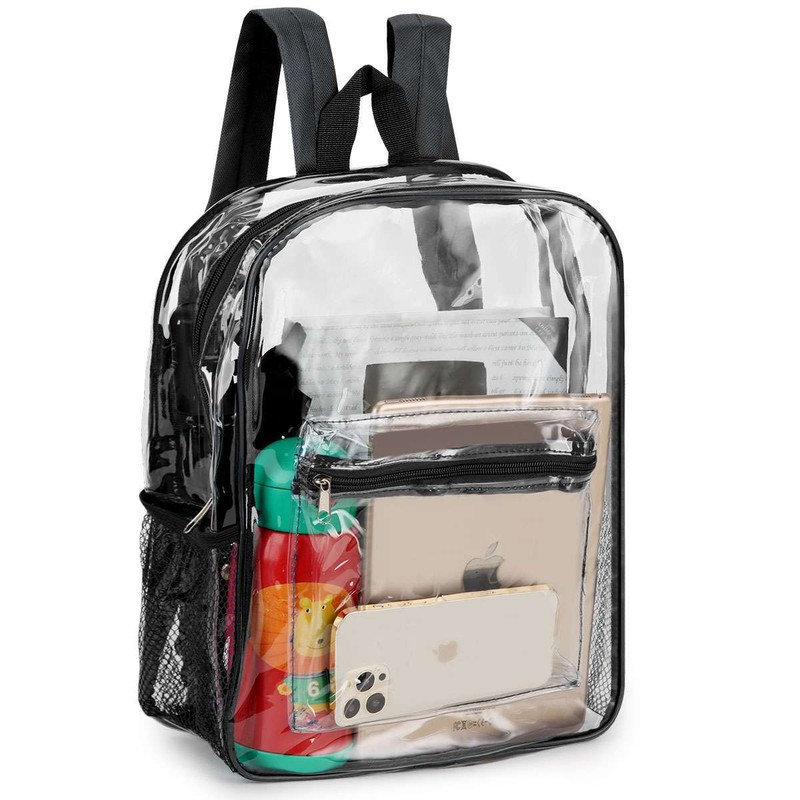 Large Heavy Duty Clear Backpack Transparent PVC School Stadium Book See Through
