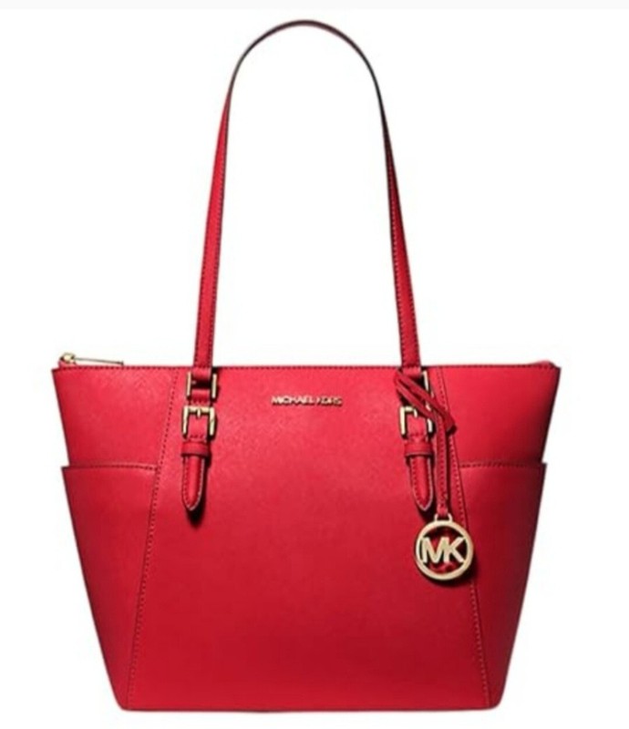 New 💯Authentic Michael Kors Saffiano Leather ZipTop Tote Shoulder Bag Red Large