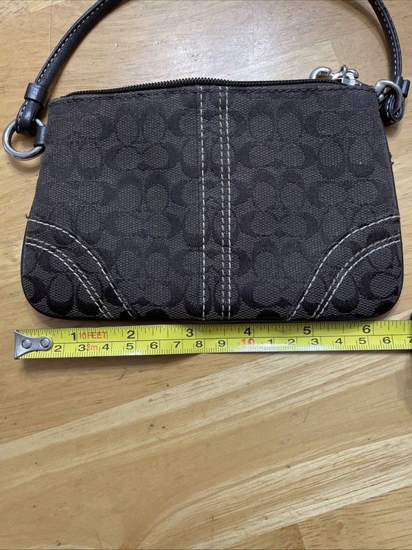 COACH Brown Logo Wristlet 6 1/2 In X 4 1/2 In. gallery