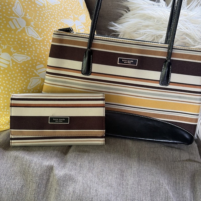 Kate Spade Striped Purse 1990s Vintage, With Billfold