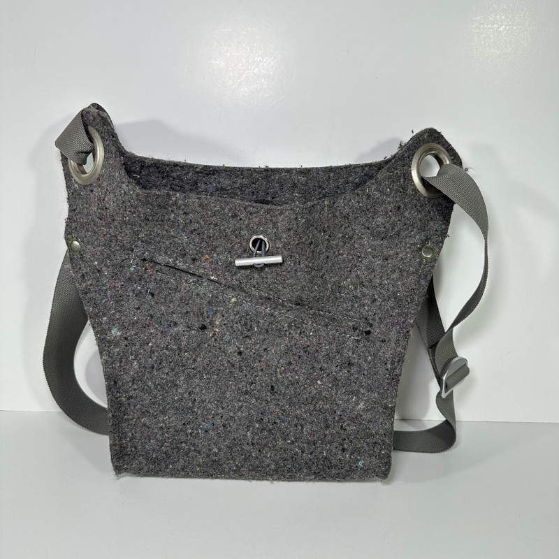 Ibex Felt Reclaimed Wool Crossbody Bag Grey Recycled Messenger USA Made