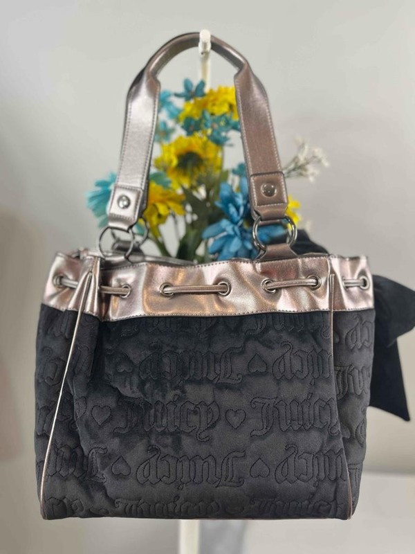 NWT JUICY COUTURE Vintage Dreams Tote Bag in Liquorice Black/ Gunmetal gallery