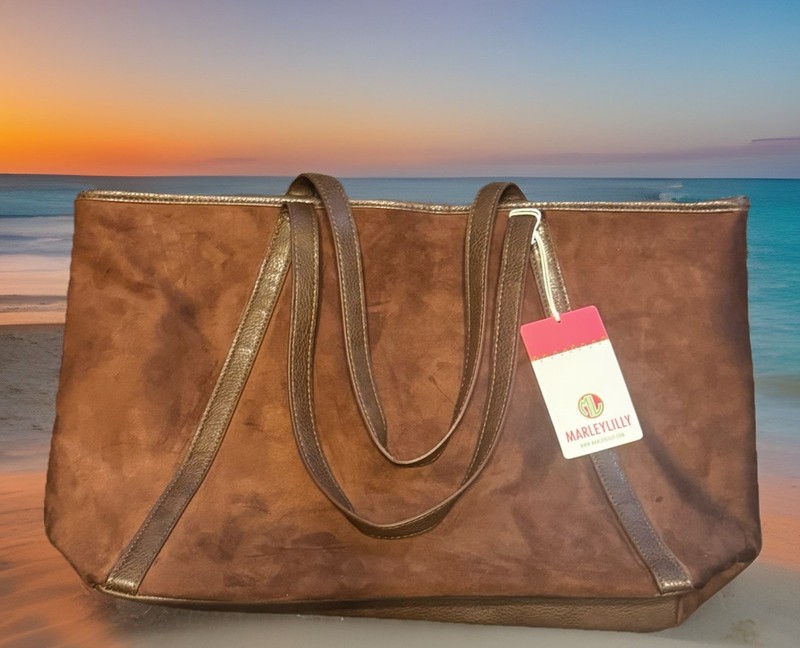 Marley Lilly Brown Faux Suede Tote Bag, Women’s Faux Suede Purse gallery