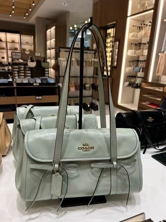 NWOT Coach Bridget Flap Shoulder Bag With Bows CDY94 Gold/Light Pistachio