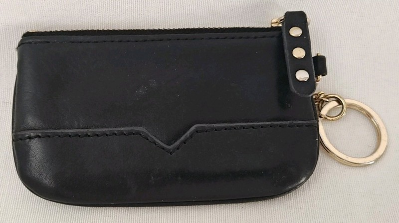 Rebecca Minkoff Leather Black Mini Wallet Zip Close Women's Keychain Card holder gallery