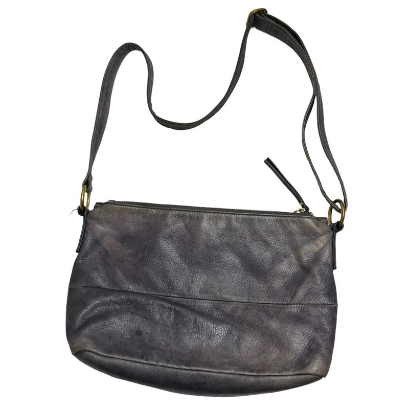 OSGOODE MARLEY Crossbody Zip Sof Purse RFID Block Leather Bag Gray 3 Compartment