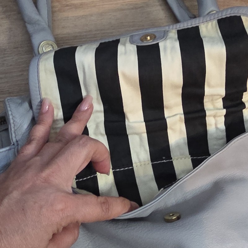 George Gina & Lucy Gray Shoulder Bag Gold Hardware Zipper Button Accent Women’s gallery