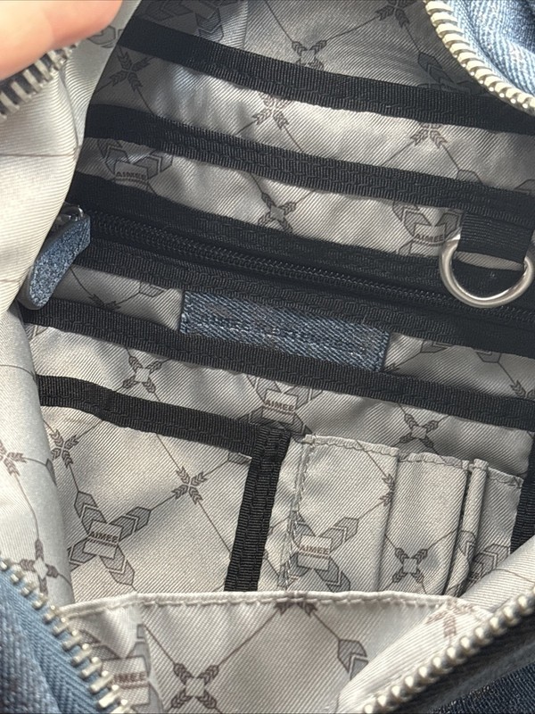 Aimee Kestenberg Tamitha Backpack Denim Metallic Silver Foil Leather NWOT Med gallery