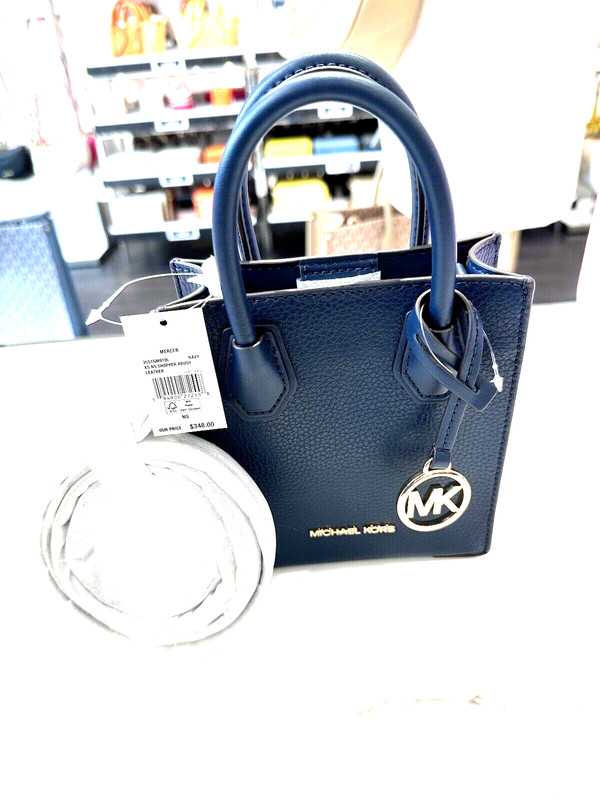 Michael Kors XS Extra Small Bag Handbag Leather Purse Crossbody Shoulder Navy MK