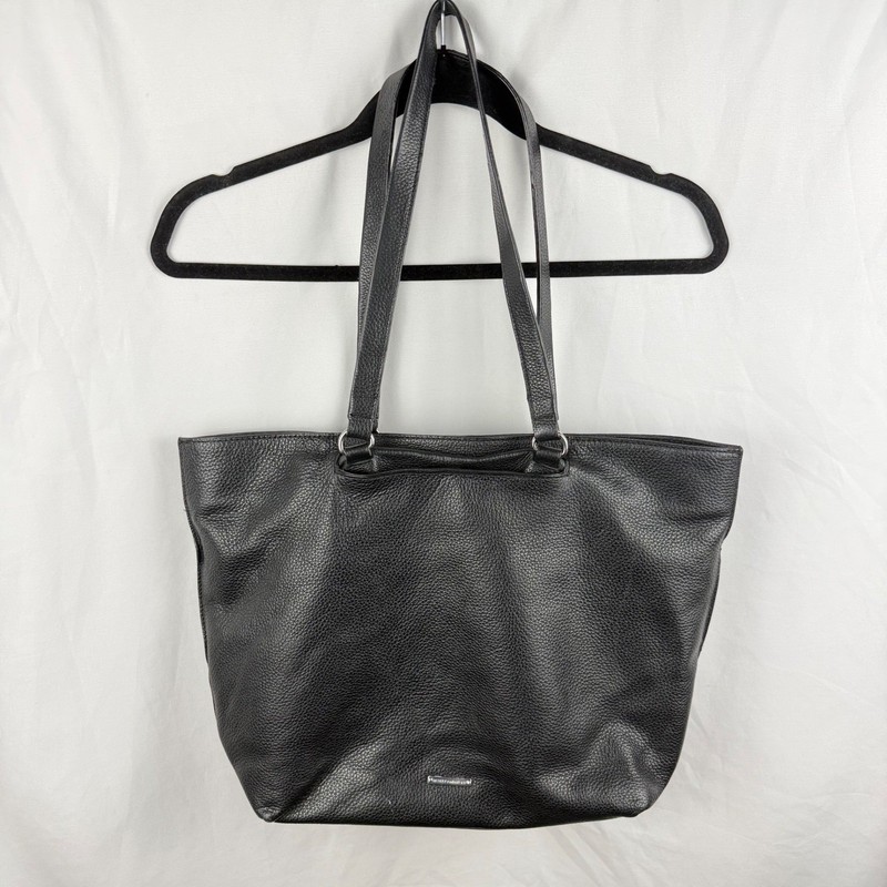 Rebecca Minkoff Black Pebbled Leather Tote Classic Timeless Capsule Minimal