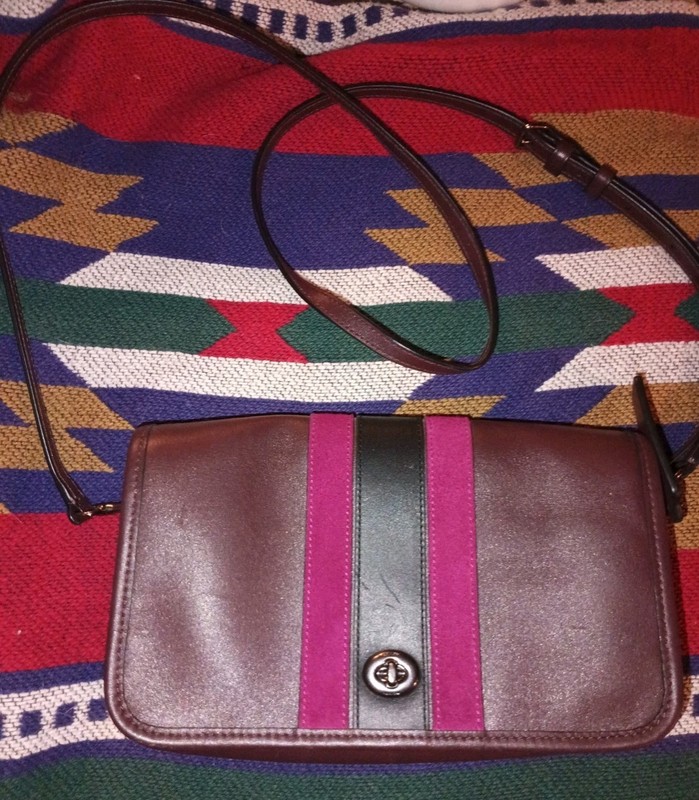Coach Penny 75th Anniversary Stripe Crossbody Bag Brown & Pink Limited Edition