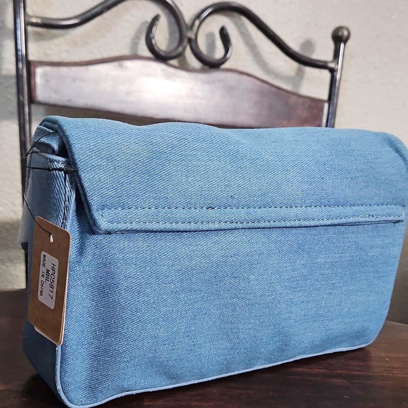 hello 3 aM Blue Small Crossbody Bag Magnetic Flap Zip Top Detachable Strap gallery