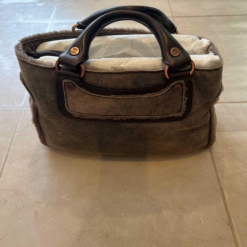 Celine Boogie Bag Leather Brown Vintage Tote with Pockets