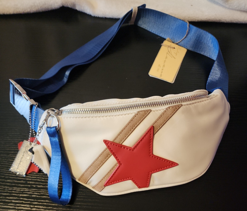 Vintage Havana Sarah Belt Bag Red White Blue Crossbody 4th July Metal Clasp