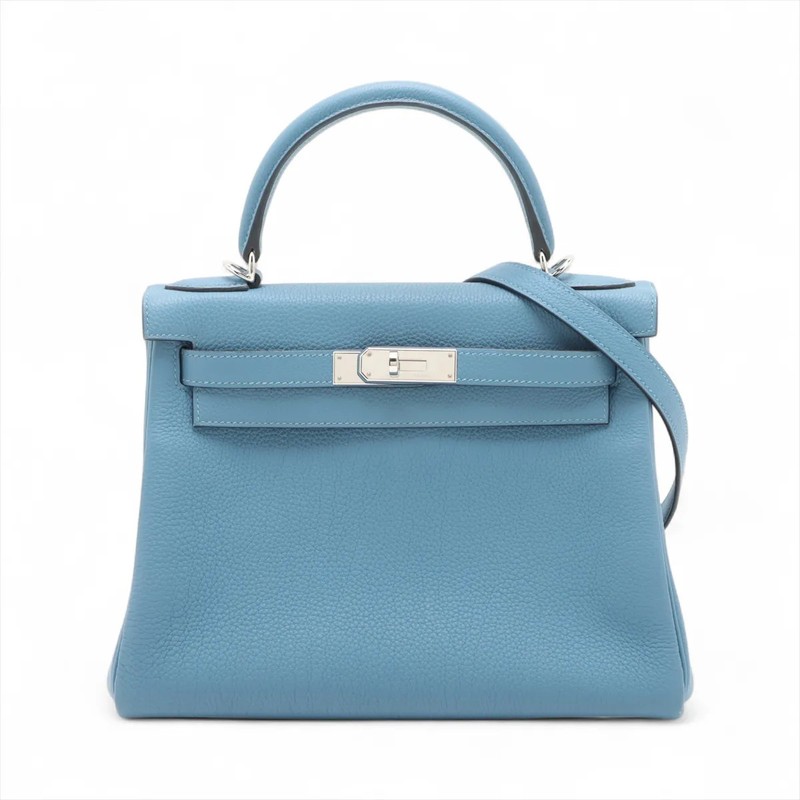 Hermès Kelly 28 Le Tournay Togo Azure Silver Metal Fittings D: 2019