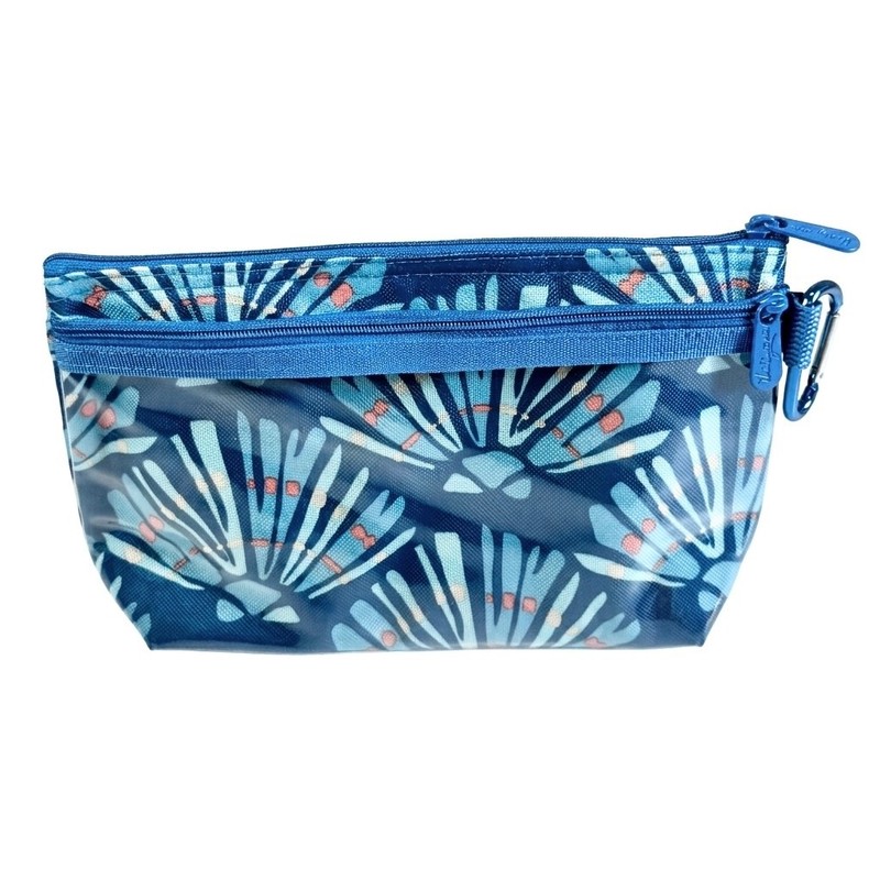 Thirty One Clear Clip Pouch Etched Shells Blue Zip AM14 Colorful