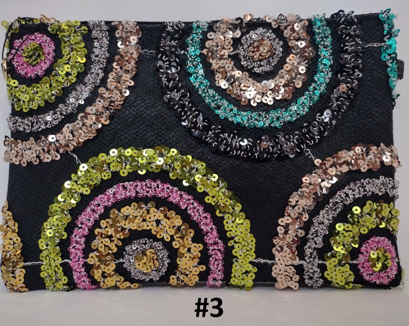 Crossbody Sequins and Vegan Leather Bag, Ajustable and Wristlet Strap. gallery