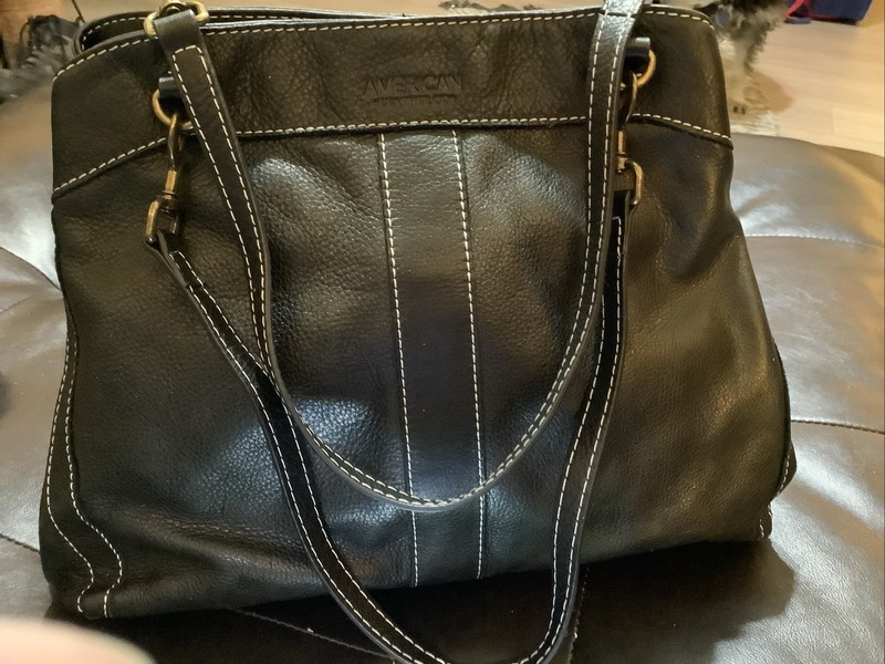American Leather Company Black Glove Soft Leather Shoulder Bag/Removable Straps