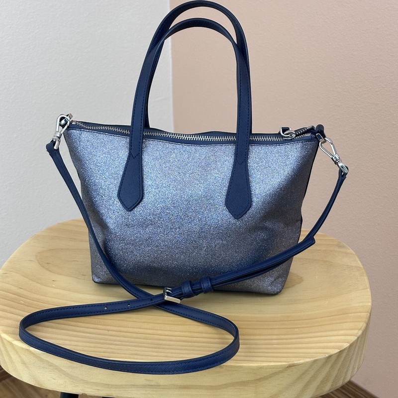 Kate Spade Joeley Glitter Small Satchel Crossbody Bag Blue Dusk Navy Sparkle gallery