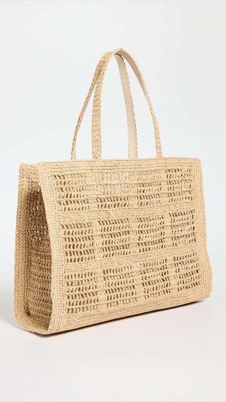 Tory Burch Womens Ella Hand Crocheted Large Tote Bag Designer Shoulder gallery