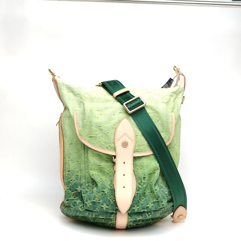 LOUIS VUITTON 2010 Gradient Messenger Bag Denim Green Canvas Crossbody Bag gallery