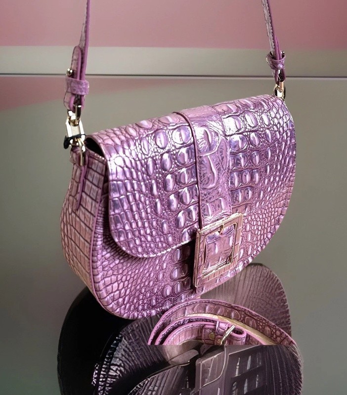 NWT BRAHMIN CYNTHIA MULBERRY POTION PINK METALLIC LEATHER HANDBAG -GREAT PRICE!!