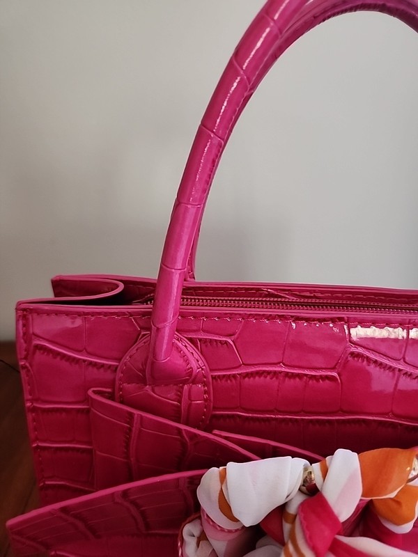 Clutch Purse Women Shoulder Handbag Hot Pink Bow Sweet Underarm Mini Bag 10x8x4" gallery