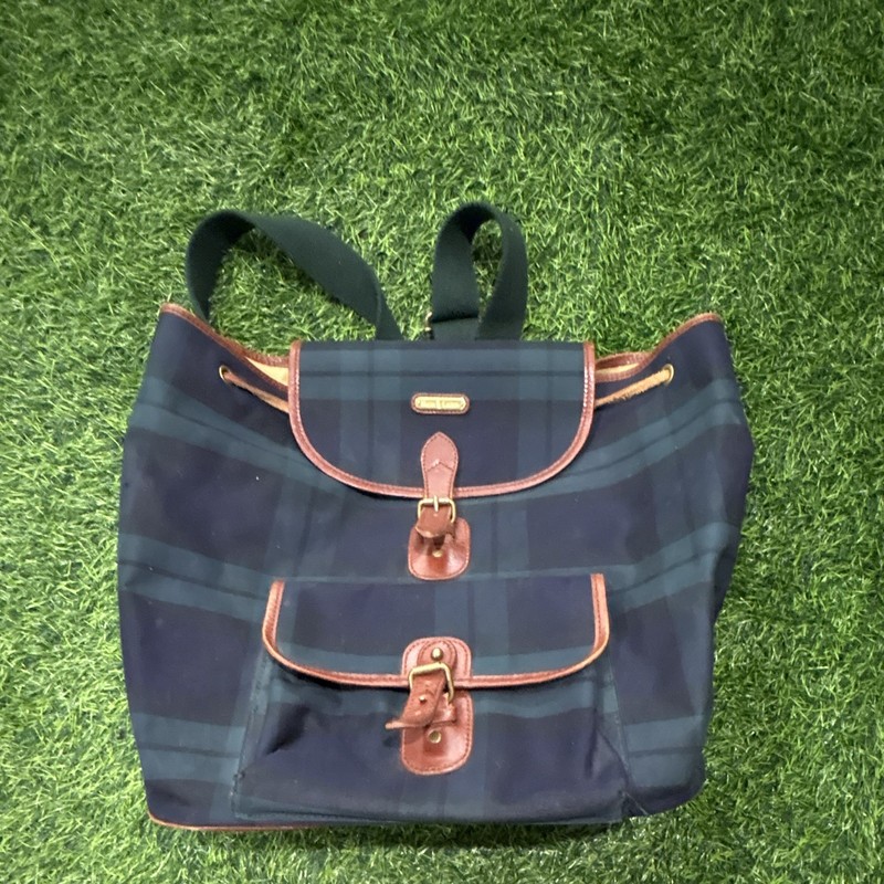 Very rare vintage limited edition Ralph Lauren hand bag Blue Plaid Backpack