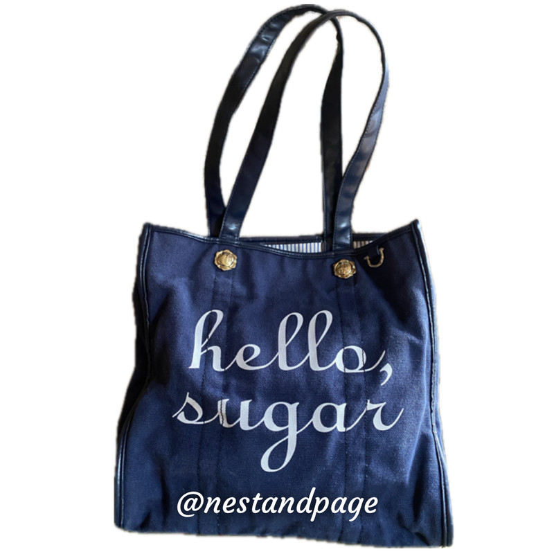 Draper James “Hello Sugar” Blue Canvas Tote Bag Reese Witherspoon Brand