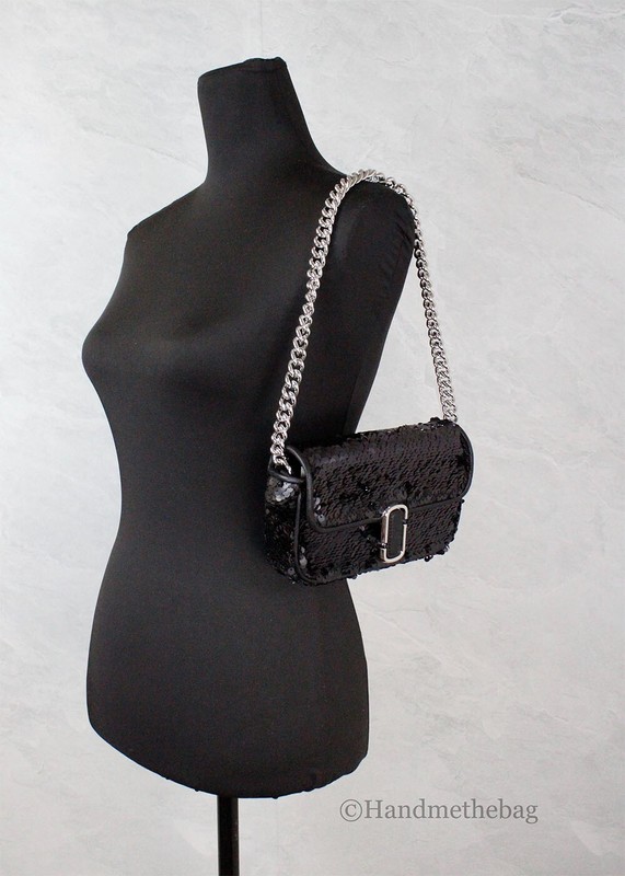 Marc Jacobs The Mini J Marc Shoulder Bag Black Sequined Crossbody Bag gallery