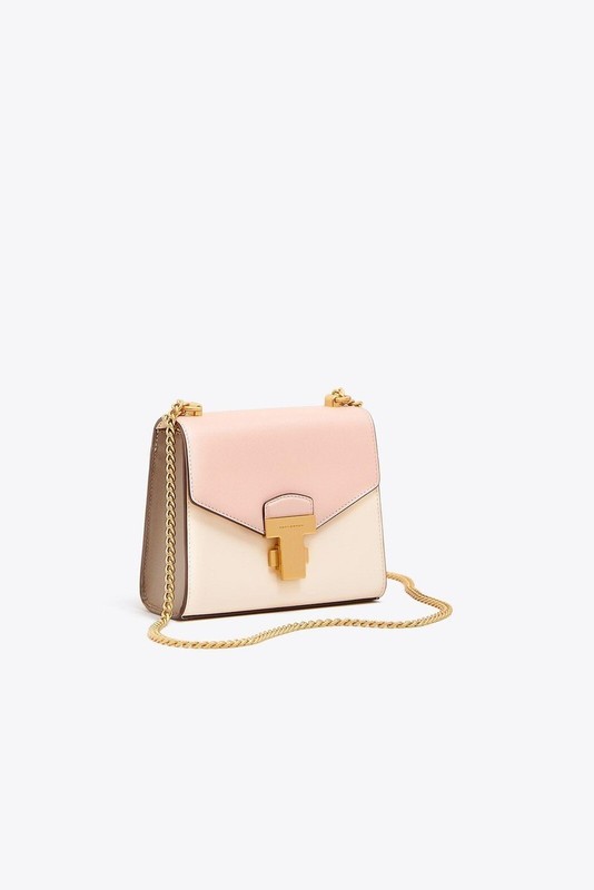 NWT Tory Burch Juliette Chain Leather Mini Bag Shoulder/Crossbody Pink Cream