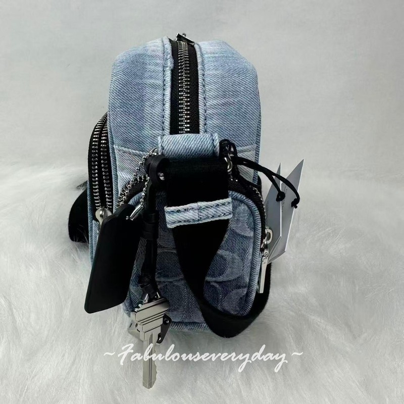 Coach Men's Fletcher Crossbody Bag In Loved Signature Denim Light Indigo CEA06 gallery