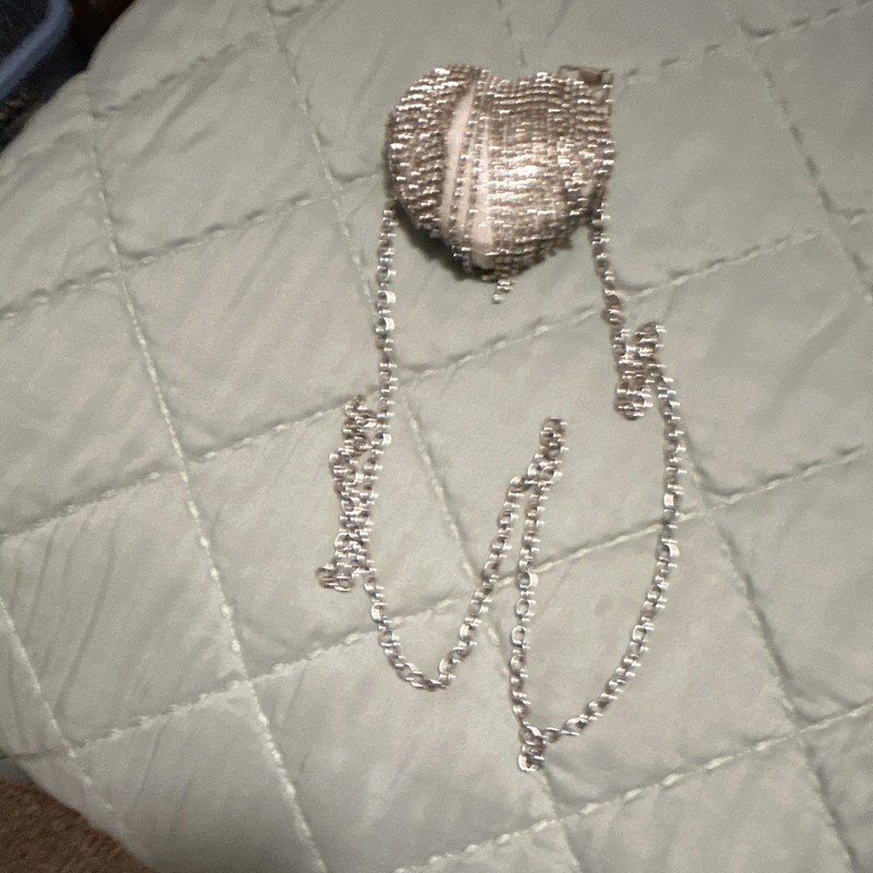 Silver Rhinestone Heart Clutch Mini Purse Chain Shoulder Strap Party/Cocktail gallery