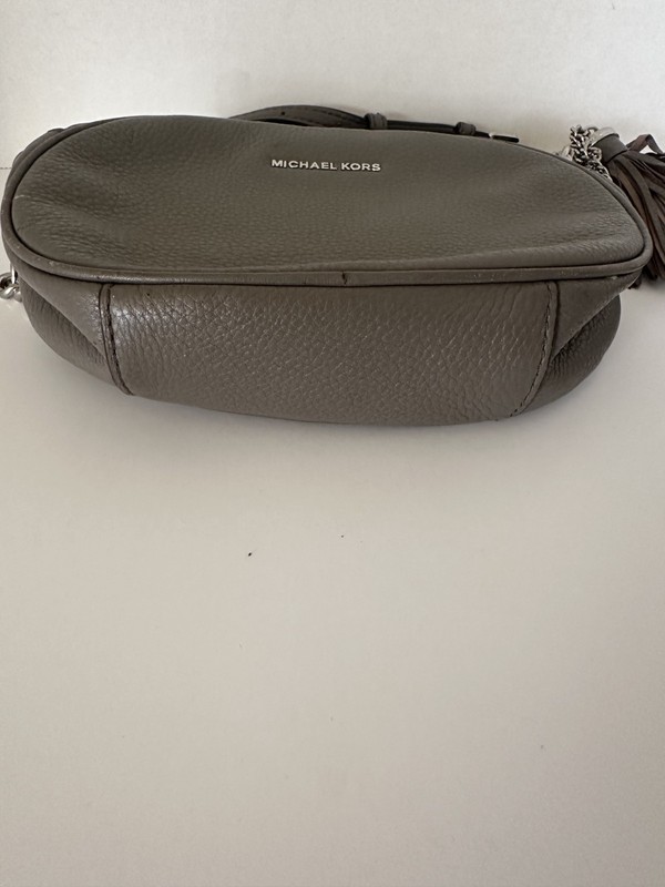 Michael Kors Gray Leather Crossbody Bag with Tassel-taupe pebble gallery