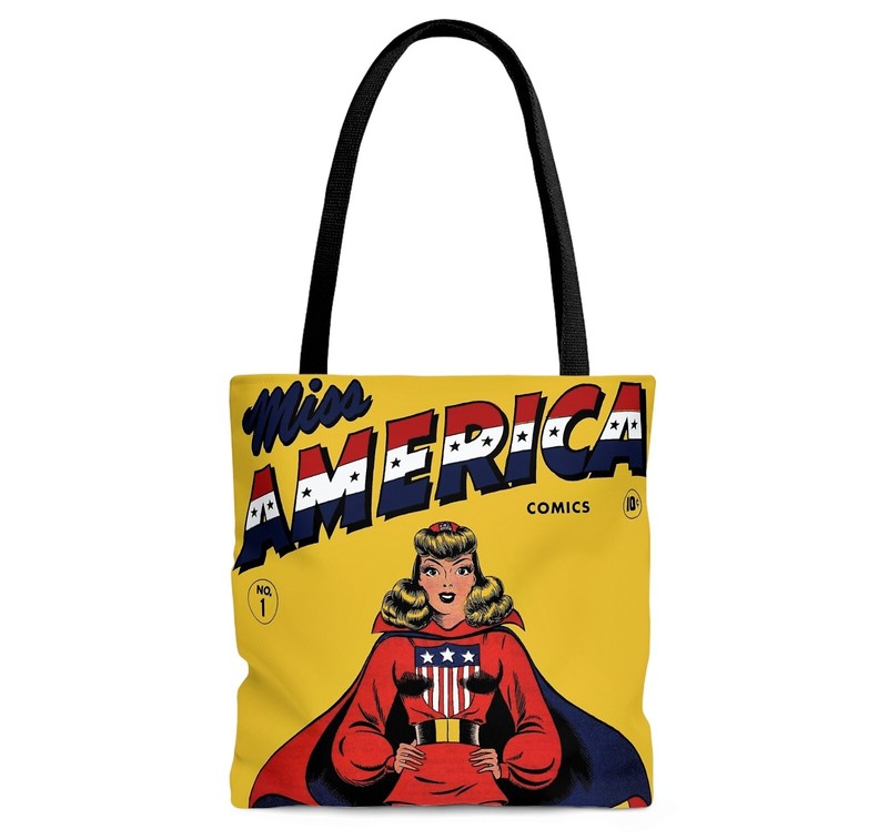 Pop Art retro vintage superhero comic tote bag handbag