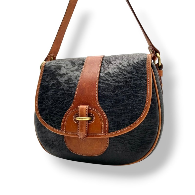 Authentic COACH Old Coach Leather Shoulder Bag Crossbody Black Brown Womens