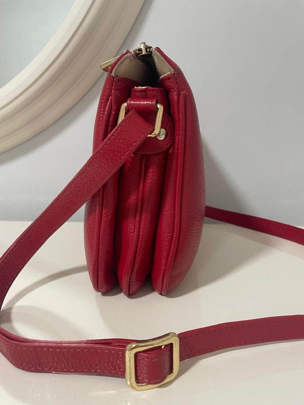 Women Red Genuine Leather Crossbody Bag Shoulder Elegant Classic Purse gallery