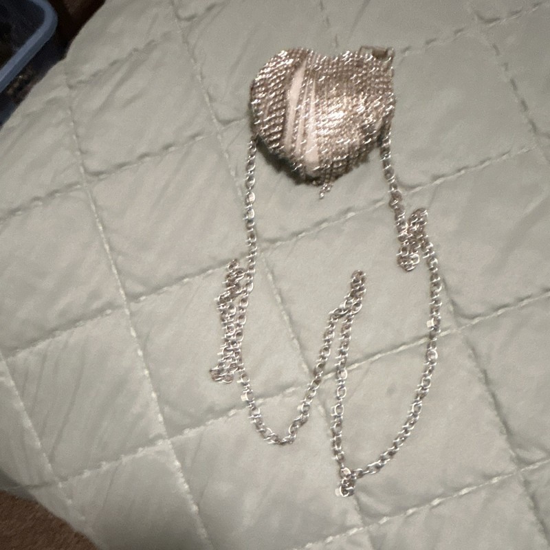 Silver Rhinestone Heart Clutch Mini Purse Chain Shoulder Strap Party/Cocktail gallery