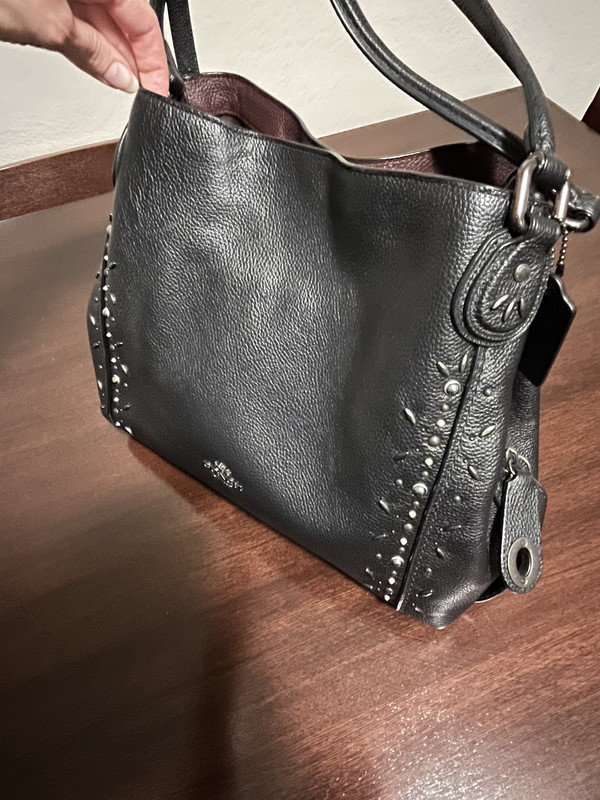 Rare Coach Prairie Rivets Edie 31 Pebbled Leather Shoulder Bag in Black gallery