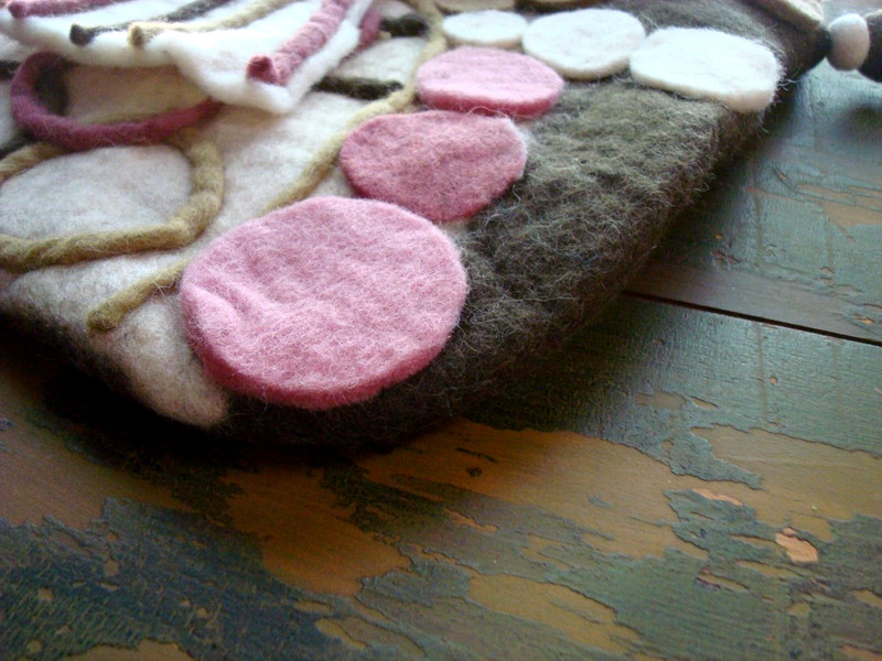 Rising Tide Felted Multi-Color Wool Hippie Bag Flap Boho Festival Shoulder Purse gallery