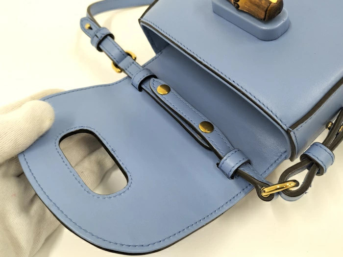 Gucci 3Way Leather Shoulder Bag Light Blue W14 H18 D5cm gallery