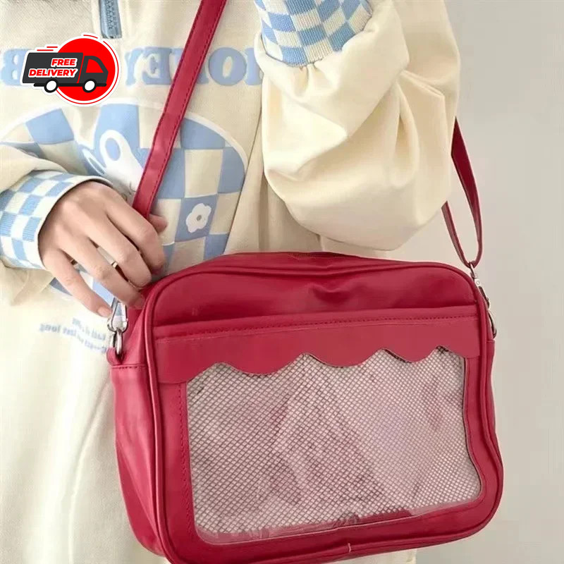Harajuku Ita Bag for Women PU Transparent Pocket Itabag High School