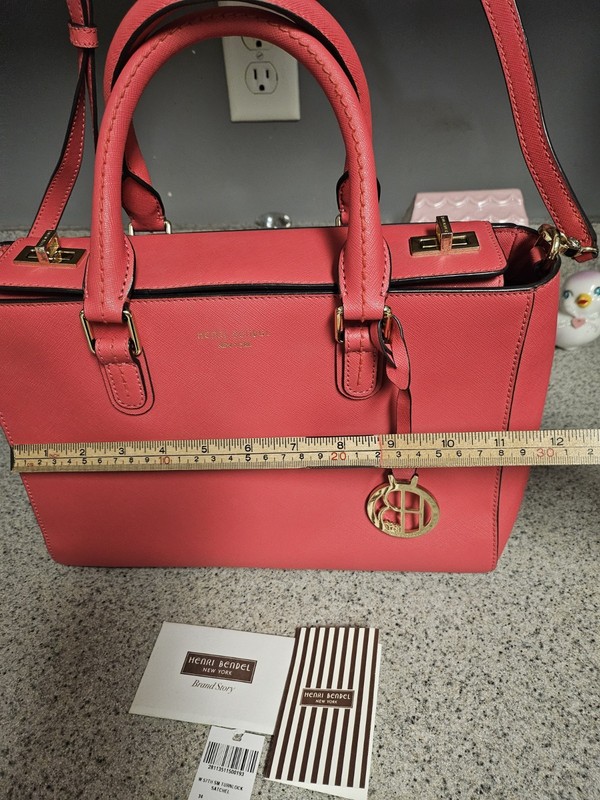 Henri Bendel West 57th Small Satchel Turnlock Pink Gold Hardware gallery