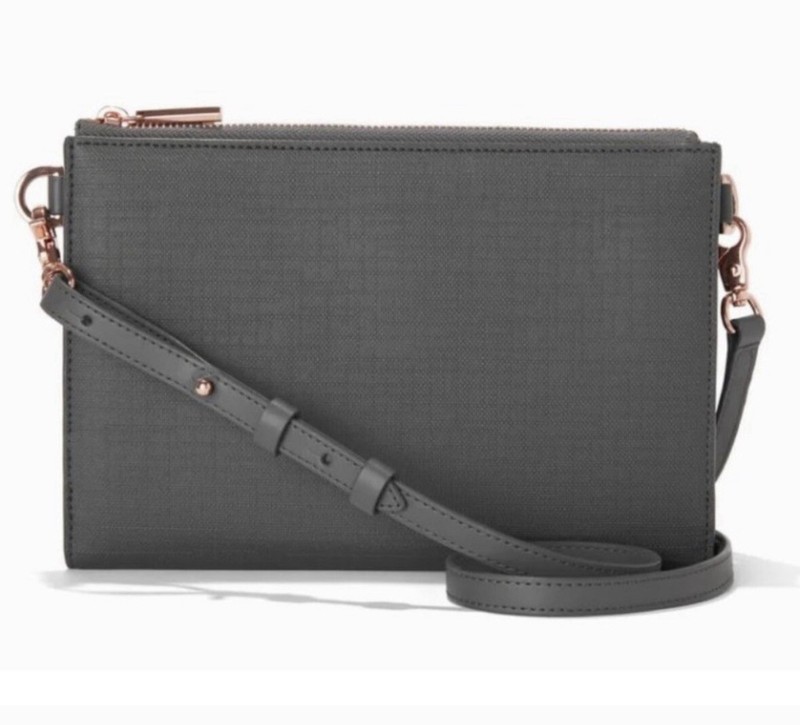 DAGNE DOVER ESSENTIAL CONVERTIBLE CLUTCH WALLET CROSSBODY GRAPHITE GREY $145