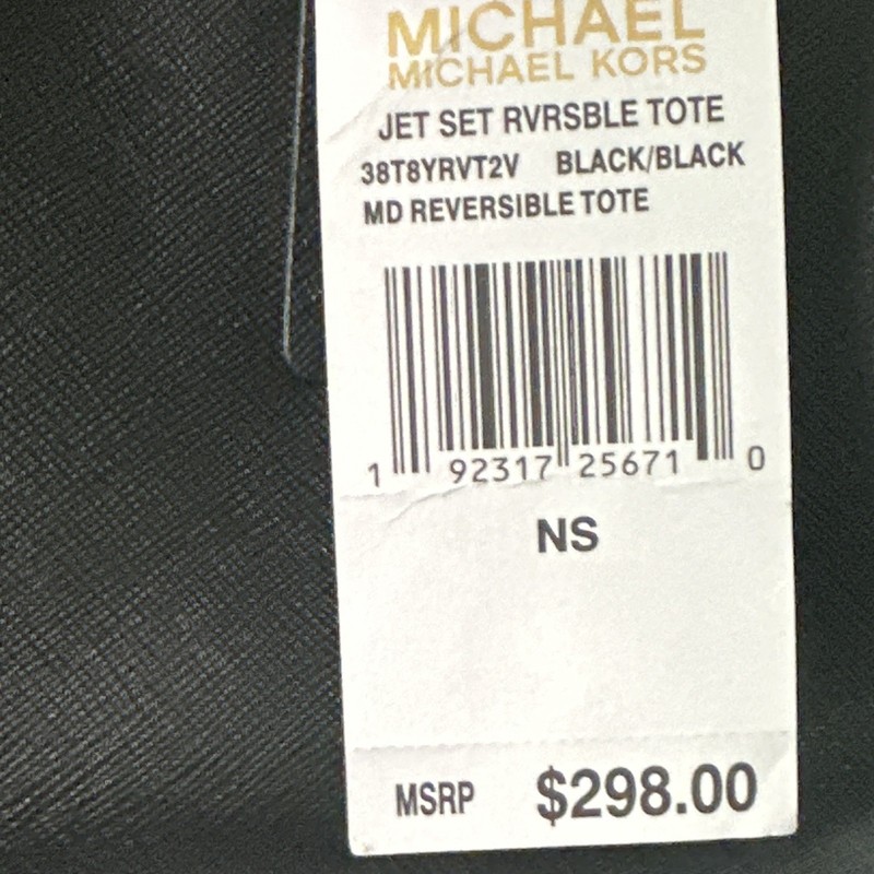 Michael Kors Jet Set Medium Reversible Tote Black w/ Pouch, Logo, Zipper and COA gallery
